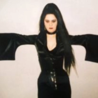 Anna Smith Spark, British fantasy author, dressed as a gothic vampire for Halloween.