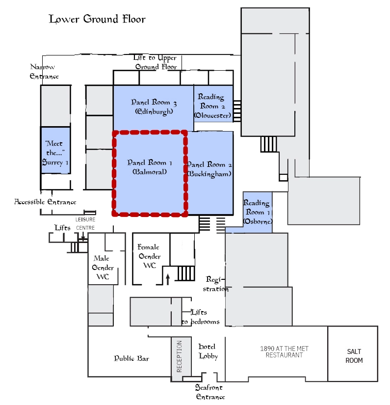Map for Balmoral panel room, Lower Ground floor in the Metropole Brighton Hotel
