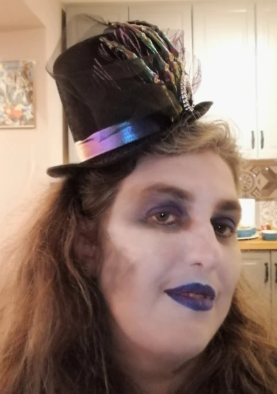 Karen Fishwich, Chair of World Fantasy Convention 2025, dressed as a witch for Halloween.