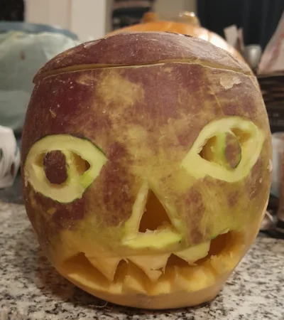 A scary face carved into a swede. Photo credit: Karen Fishwick